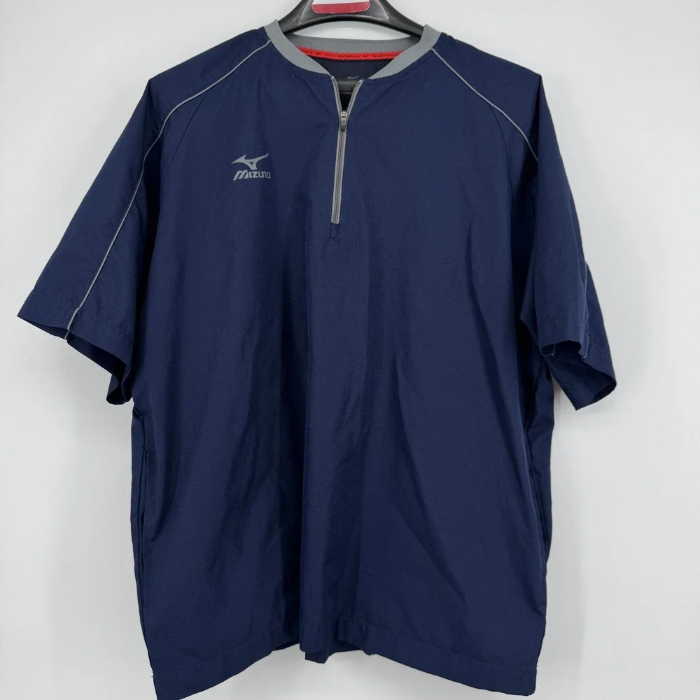 Mizuno Performance Mens Navy Blue Quarter Zip Short Sleeve Windshirt Pullover S